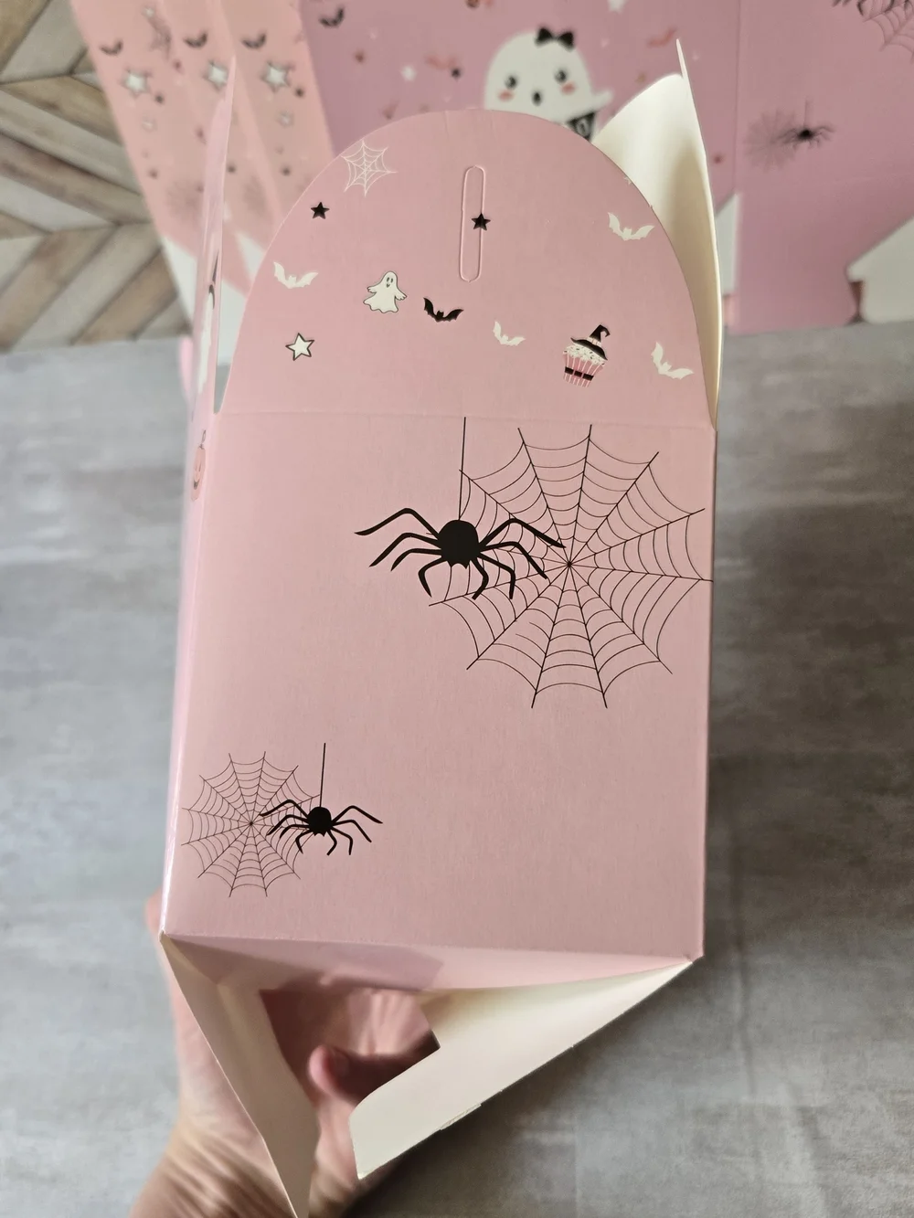 ​Pink Halloween Treat Boxes Pastel Boo Ghost Black Cat Party Favor Gift Box Set